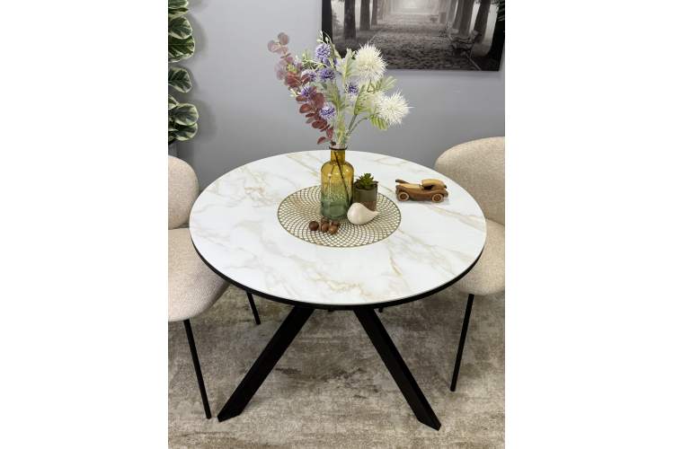 Стол KENNER RR900 черный/керамика мрамор белый глянец-3