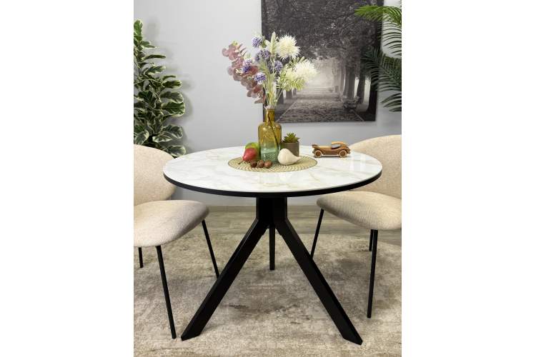 Стол KENNER RR900 черный/керамика мрамор белый глянец-4