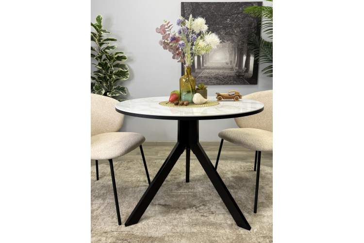 Стол KENNER RR900 черный/керамика мрамор белый глянец-5