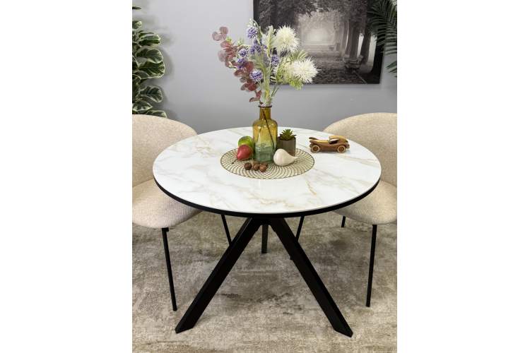 Стол KENNER RR900 черный/керамика мрамор белый глянец-6