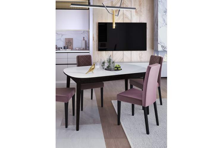 Стол KENNER 1300С венге/стекло белое сатин-1