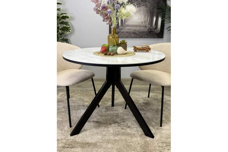 Стол KENNER RR900 черный/керамика мрамор белый глянец-7