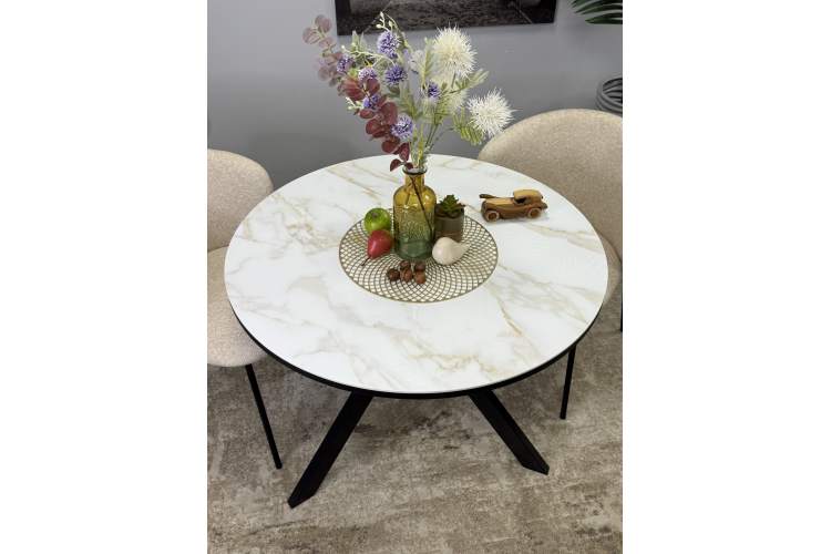 Стол KENNER RR900 черный/керамика мрамор белый глянец-8