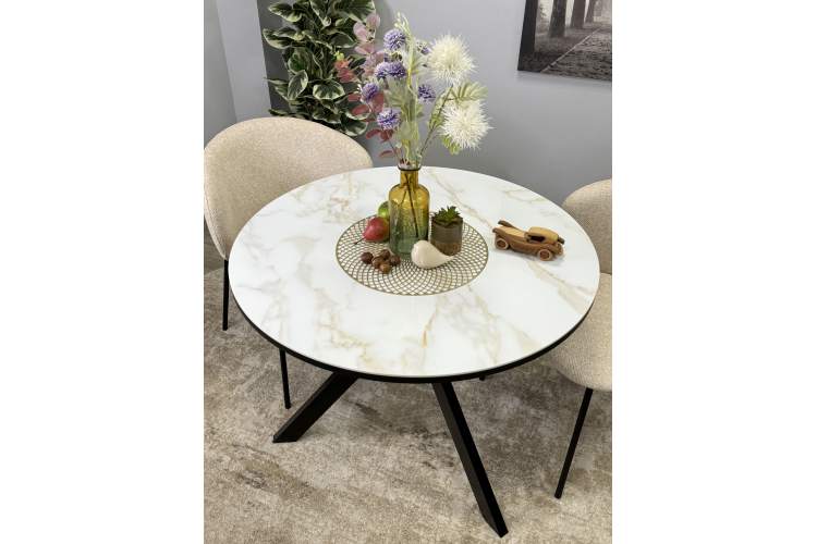 Стол KENNER RR900 черный/керамика мрамор белый глянец-11