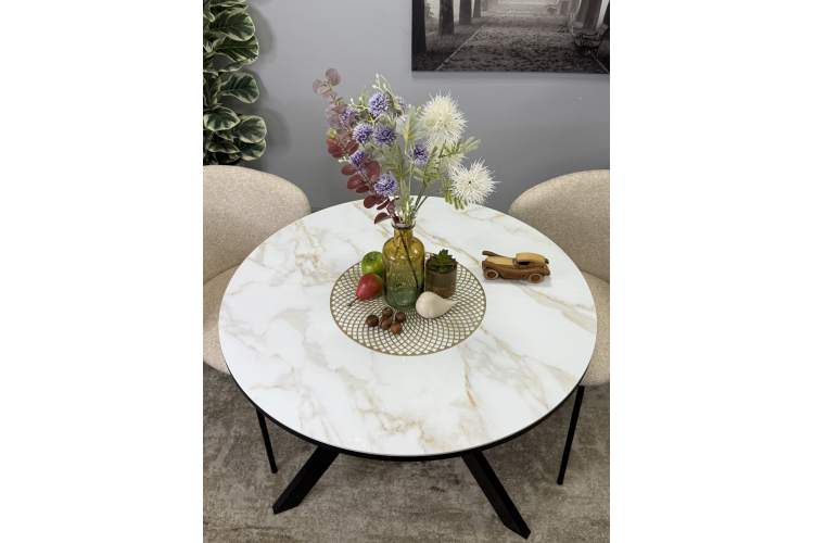 Стол KENNER RR900 черный/керамика мрамор белый глянец-12