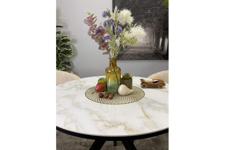 Стол KENNER RR900 черный/керамика мрамор белый глянец-13