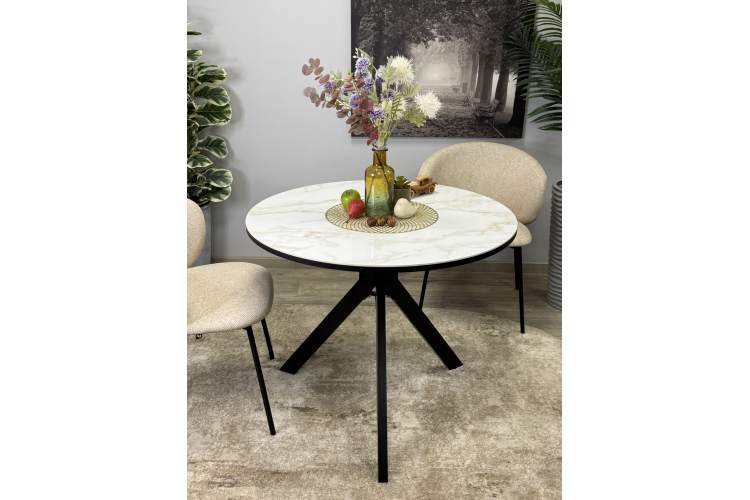 Стол KENNER RR900 черный/керамика мрамор белый глянец-19