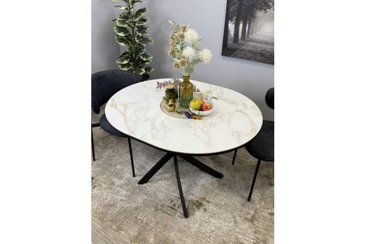 Стол Kenner R1100s, черный/керамика мрамор белый глянец-3