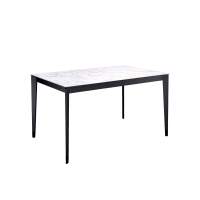 Стол KENNER KR1400 черный/керамика мрамор белый глянец
