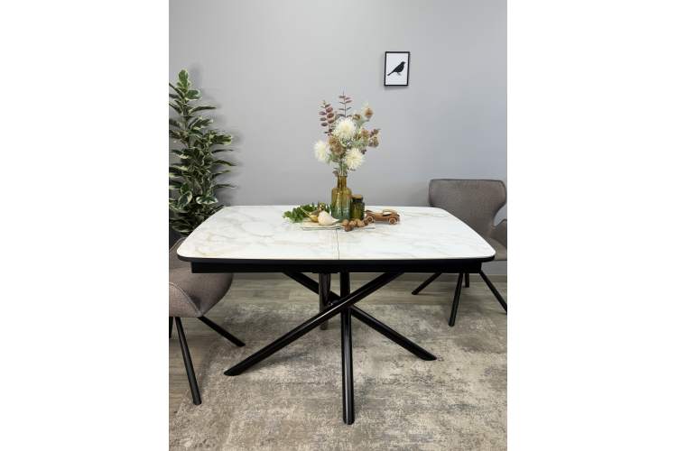 Стол DF1250 черный/керамика белая глянец-2