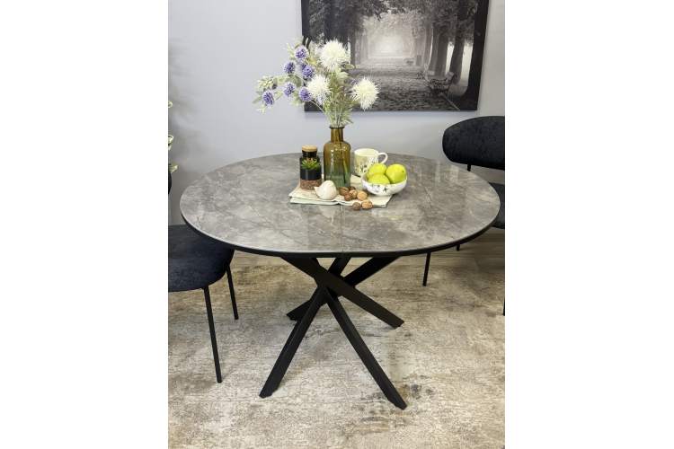 Стол Kenner R1100s, черный/керамика мрамор серый глянец-2