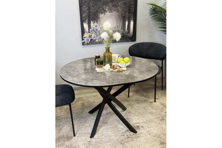 Стол Kenner R1100s, черный/керамика мрамор серый глянец-3