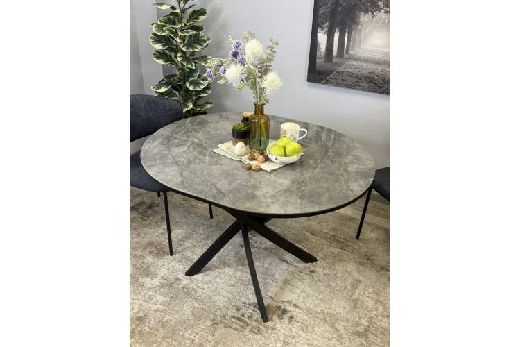 Стол Kenner R1100s, черный/керамика мрамор серый глянец-4