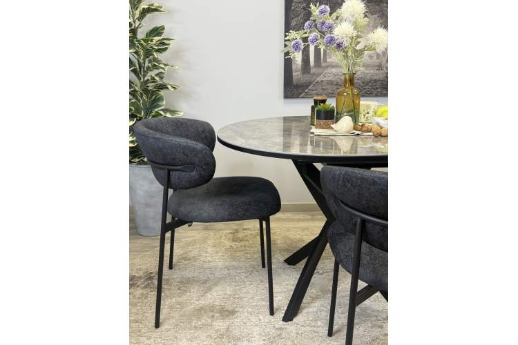 Стол Kenner R1100s, черный/керамика мрамор серый глянец-5