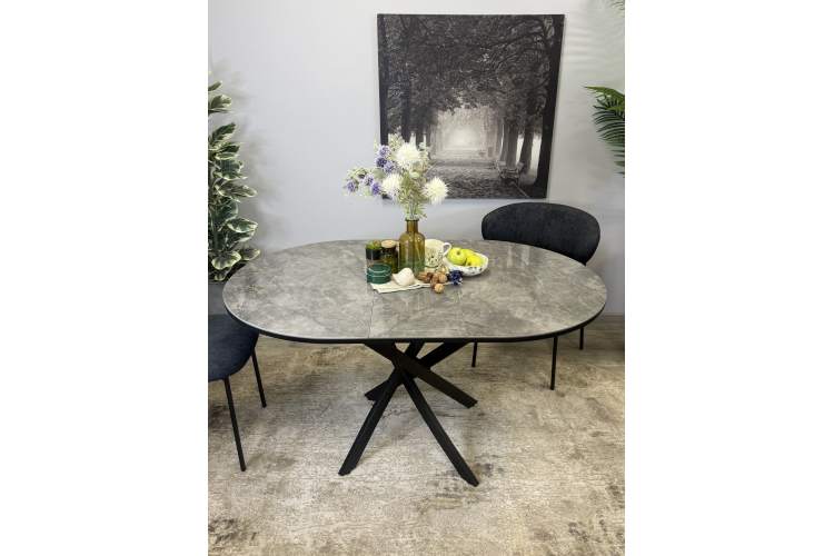 Стол Kenner R1100s, черный/керамика мрамор серый глянец-6