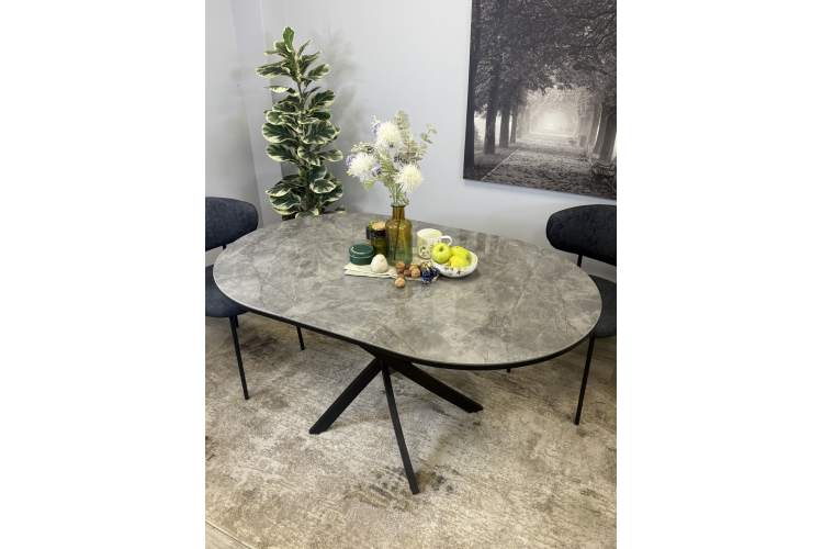 Стол Kenner R1100s, черный/керамика мрамор серый глянец-7