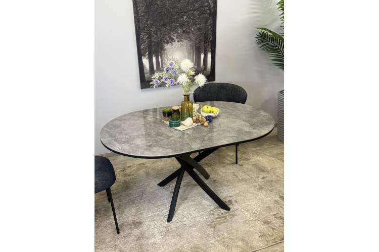 Стол Kenner R1100s, черный/керамика мрамор серый глянец-8