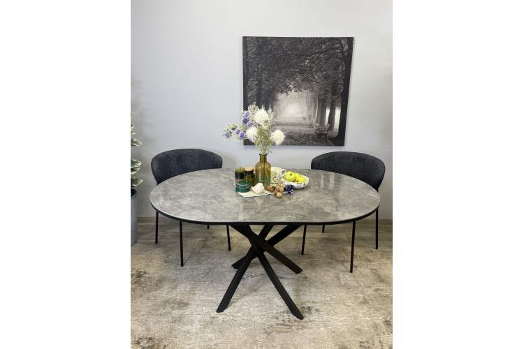 Стол Kenner R1100s, черный/керамика мрамор серый глянец-9