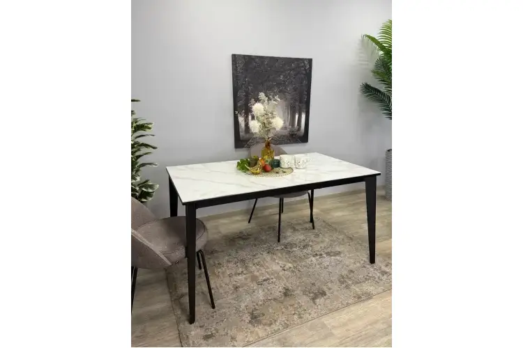 Стол KENNER KR1400 черный/керамика мрамор белый глянец-3