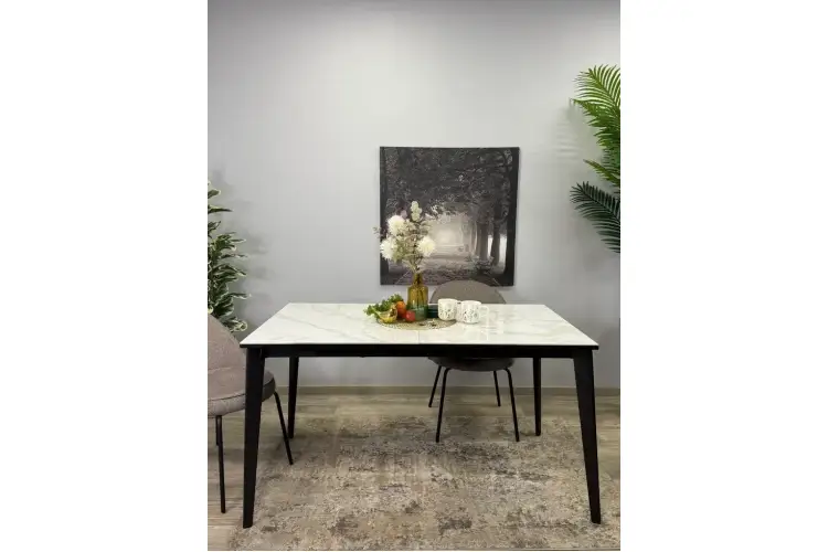 Стол KENNER KR1400 черный/керамика мрамор белый глянец-5
