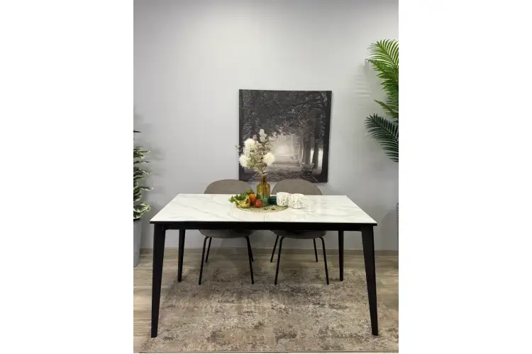 Стол KENNER KR1400 черный/керамика мрамор белый глянец-7