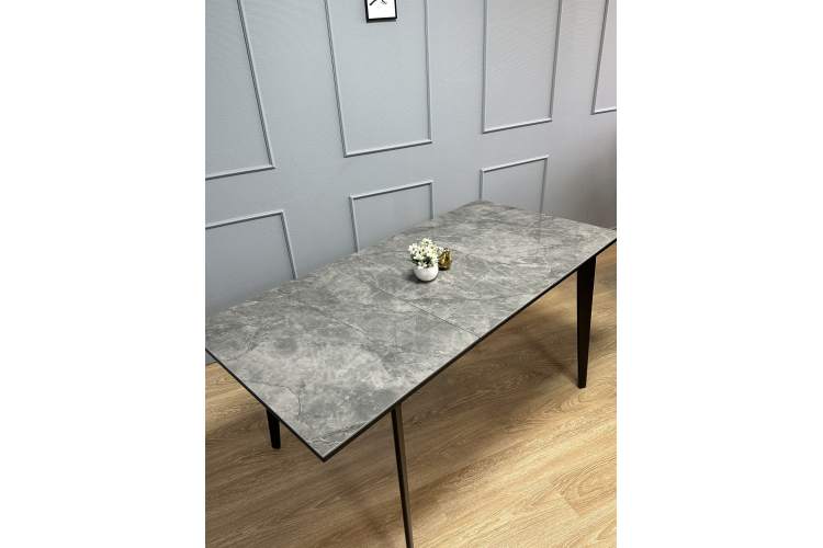 Стол KENNER KR1200 черный/керамика мрамор серый глянец-12