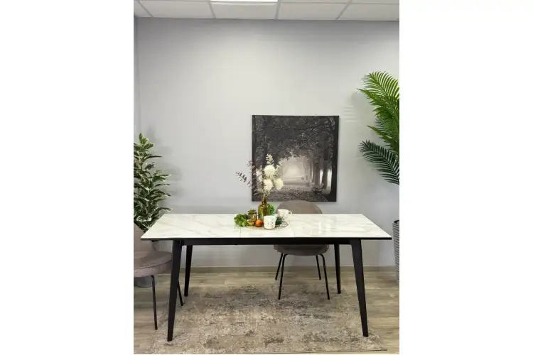 Стол KENNER KR1400 черный/керамика мрамор белый глянец-11