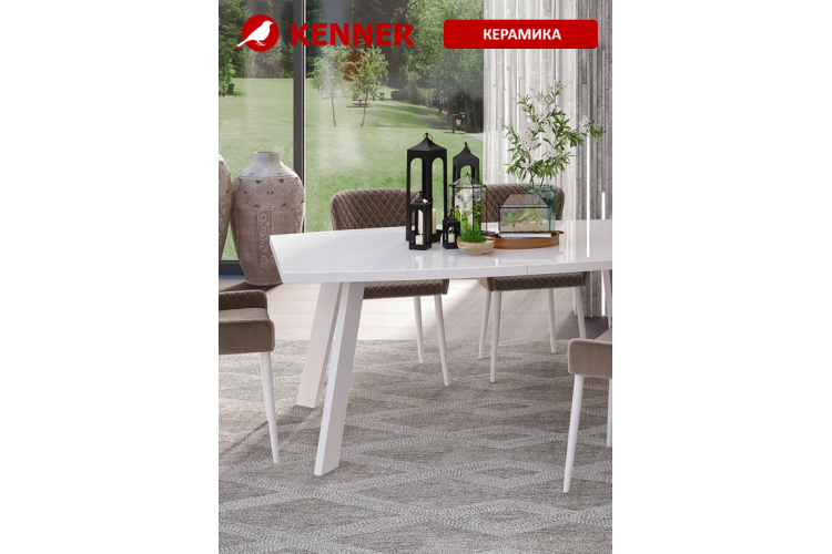 Стол KENNER SL1600 белый/стекло белое глянец-1