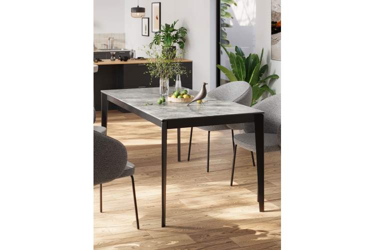 Стол KENNER KR1200 черный/керамика мрамор серый глянец-1