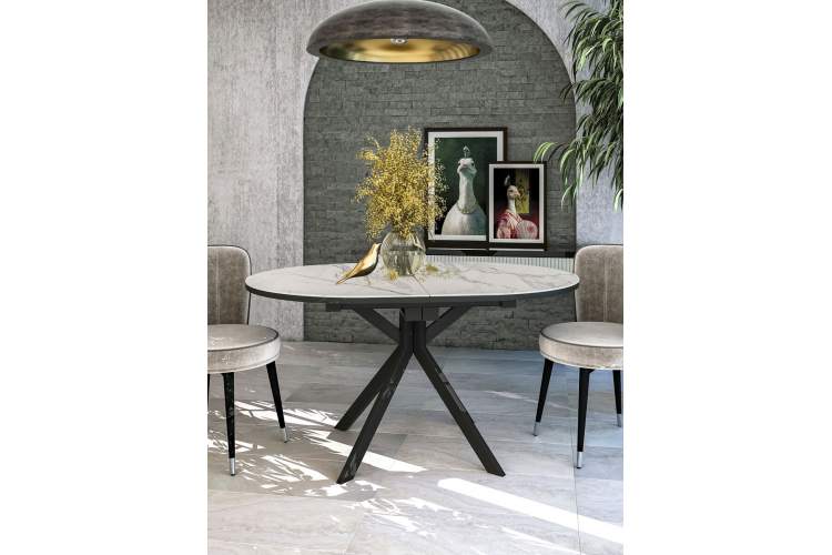 Стол KENNER DO1100 черный/керамика мрамор белый-1