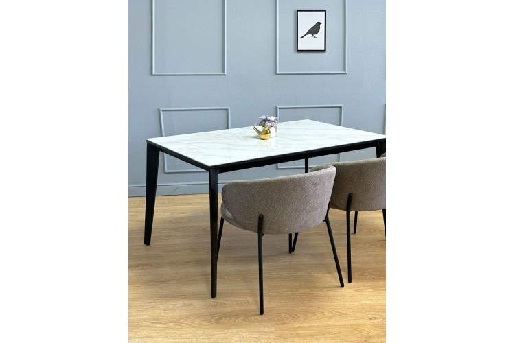 Стол KENNER KR1200 черный/керамика мрамор белый глянец-1