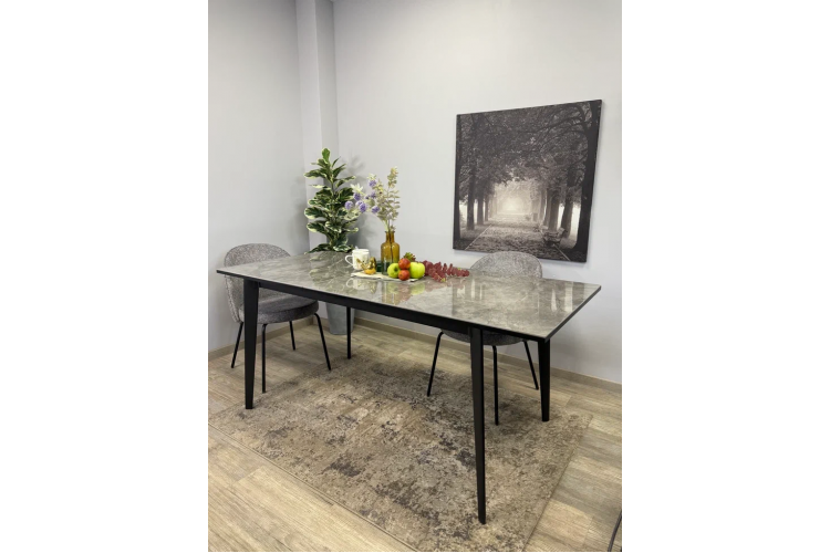 Стол KENNER KR1400 черный/керамика мрамор серый глянец-10