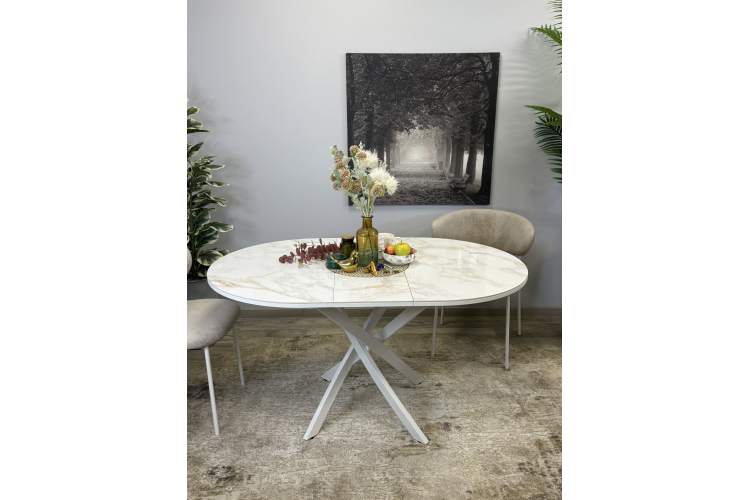 Стол Kenner R1100s, белый/керамика мрамор белый глянец-16