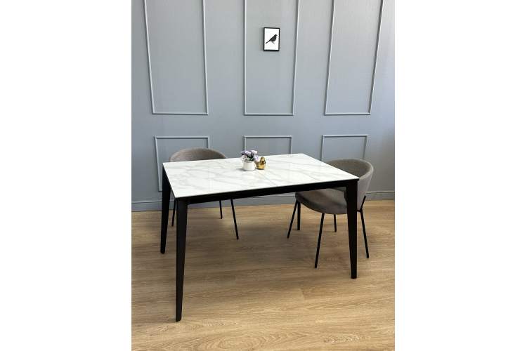 Стол KENNER KR1200 черный/керамика мрамор белый глянец-2