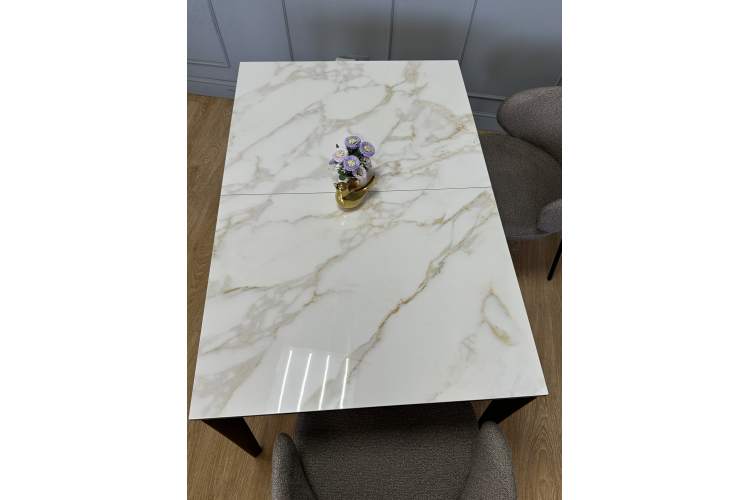 Стол KENNER KR1200 черный/керамика мрамор белый глянец-6