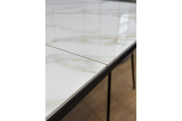 Стол KENNER KR1200 черный/керамика мрамор белый глянец-7