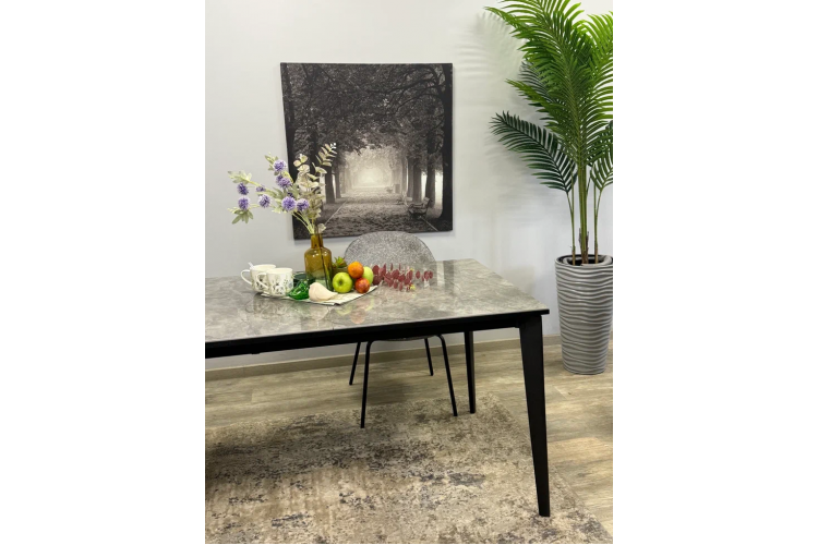 Стол KENNER KR1400 черный/керамика мрамор серый глянец-6