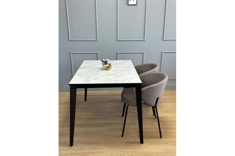 Стол KENNER KR1200 черный/керамика мрамор белый глянец-8