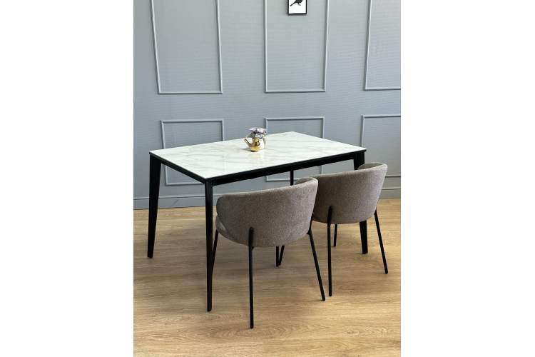 Стол KENNER KR1200 черный/керамика мрамор белый глянец-9