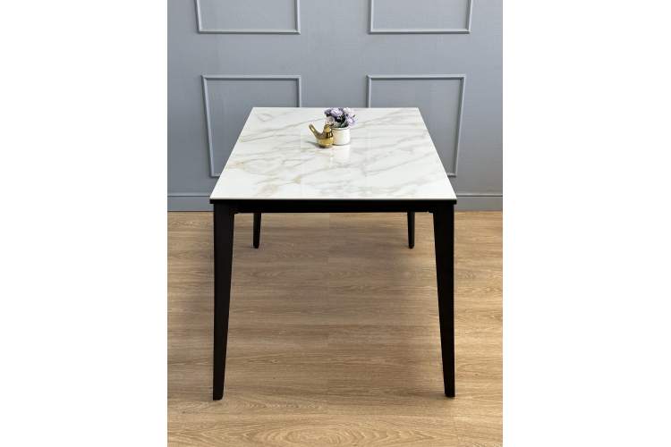 Стол KENNER KR1200 черный/керамика мрамор белый глянец-12