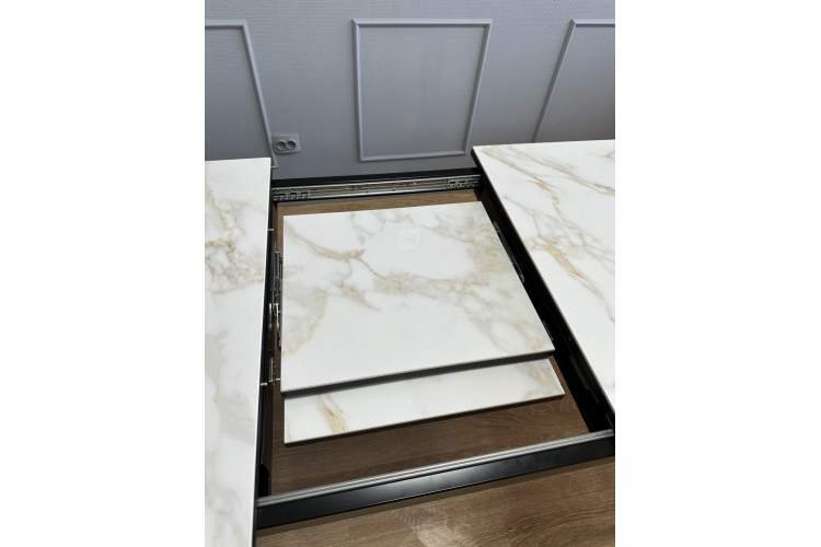 Стол KENNER KR1200 черный/керамика мрамор белый глянец-14