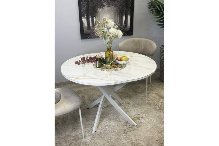 Стол Kenner R1100s, белый/керамика мрамор белый глянец-4
