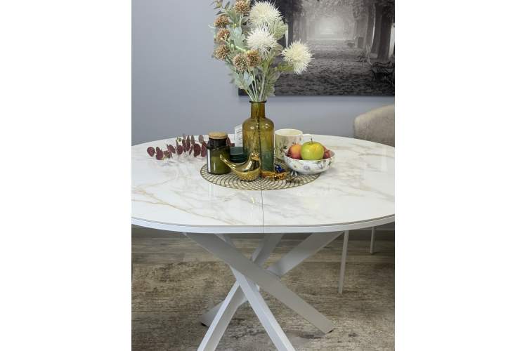 Стол Kenner R1100s, белый/керамика мрамор белый глянец-5