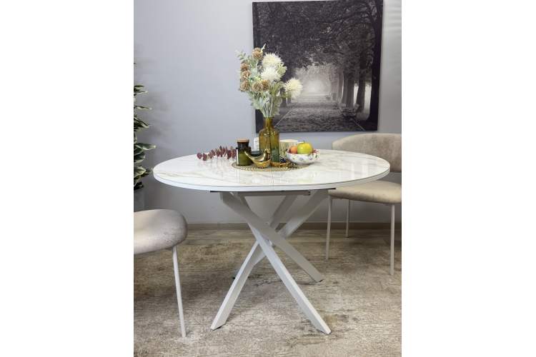Стол Kenner R1100s, белый/керамика мрамор белый глянец-6