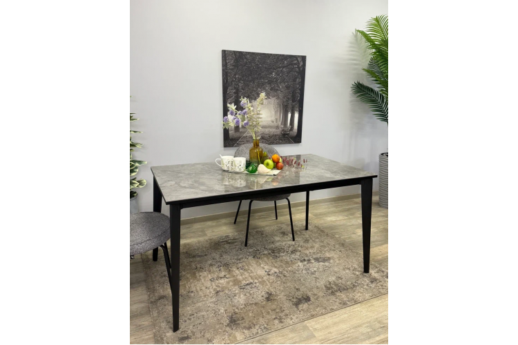 Стол KENNER KR1400 черный/керамика мрамор серый глянец-4