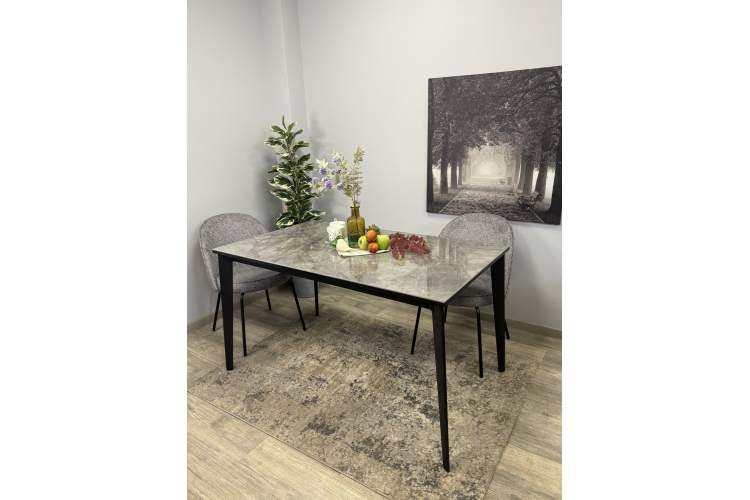 Стол KENNER KR1400 черный/керамика мрамор серый глянец-2