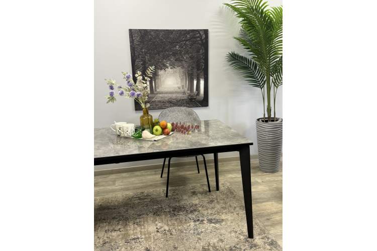 Стол KENNER KR1400 черный/керамика мрамор серый глянец-13