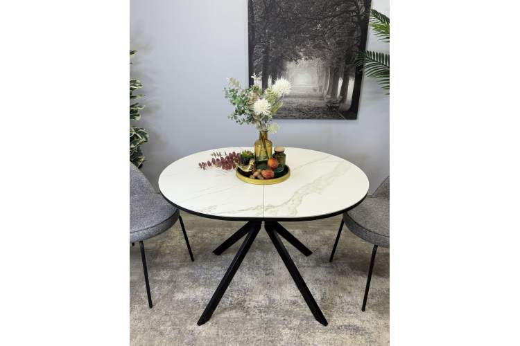 Стол KENNER DO1100 черный/керамика мрамор белый-2