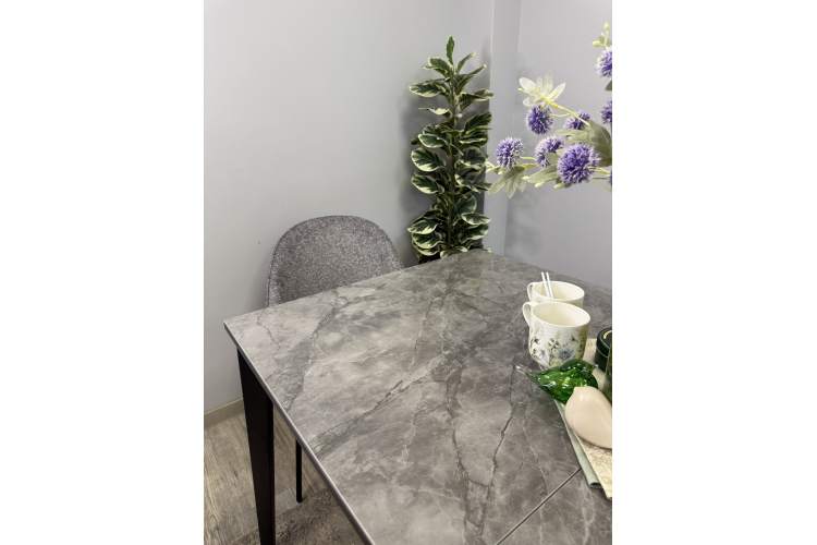 Стол KENNER KR1400 черный/керамика мрамор серый глянец-18