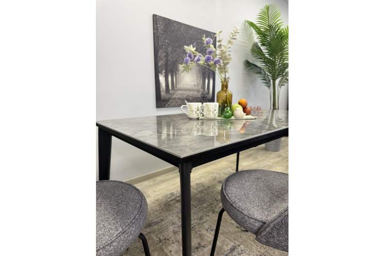 Стол KENNER KR1400 черный/керамика мрамор серый глянец-22